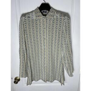Vintage Design by Pat Argenti silk button front blouse tunic 8 Petite 100% silk